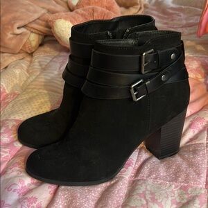 Ophelia Roe - Suede Black Ankle Boots - Size 8.5